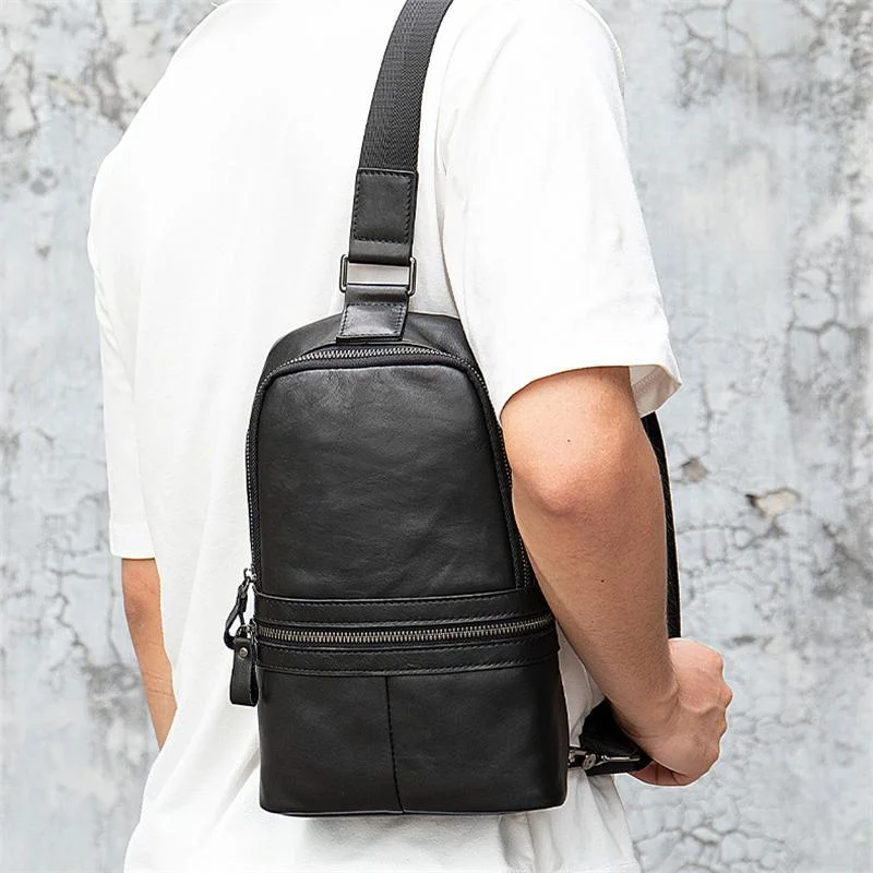 Fashion Durable Soft Leather Shoulder Bags Vintage Chest Packs