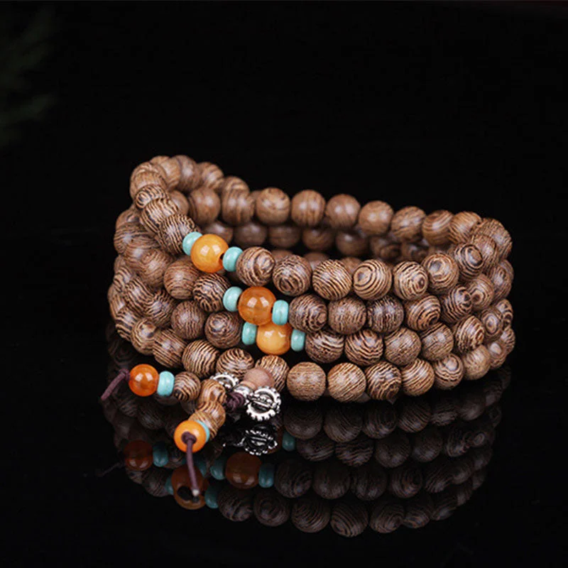 108 Beads Natural Wenge Wood Rosewood Healing Bracelet Necklace Mala