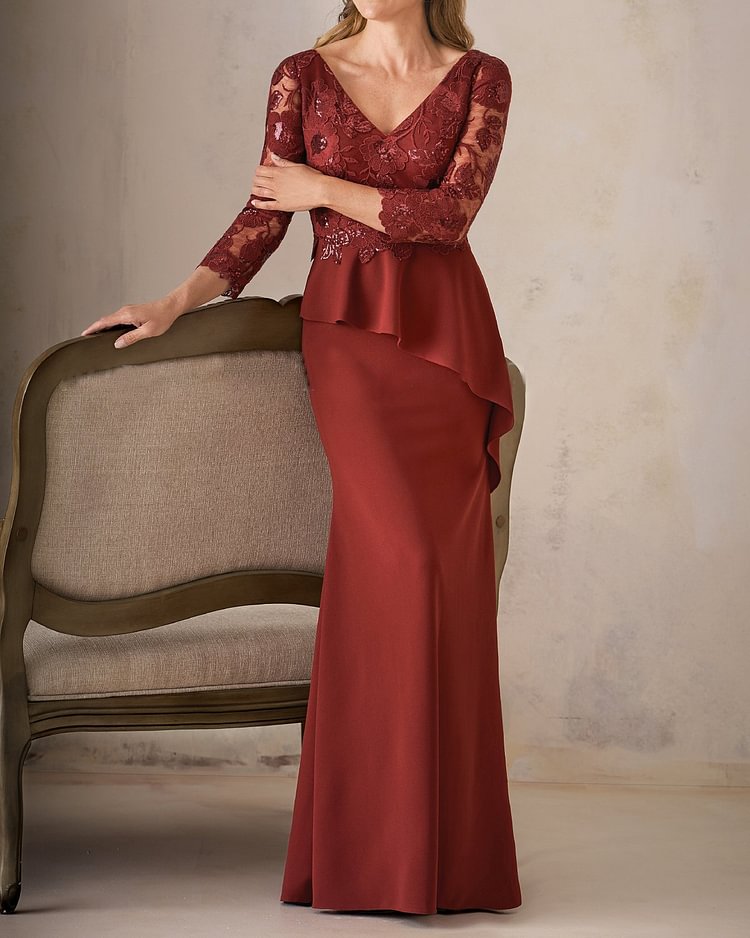 Elegant Lace Sequin Gown