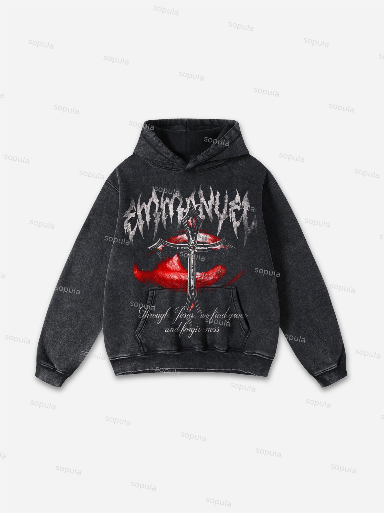 Sopula God's Eye Of Insight Vintage Graphic Washed Hoodie
