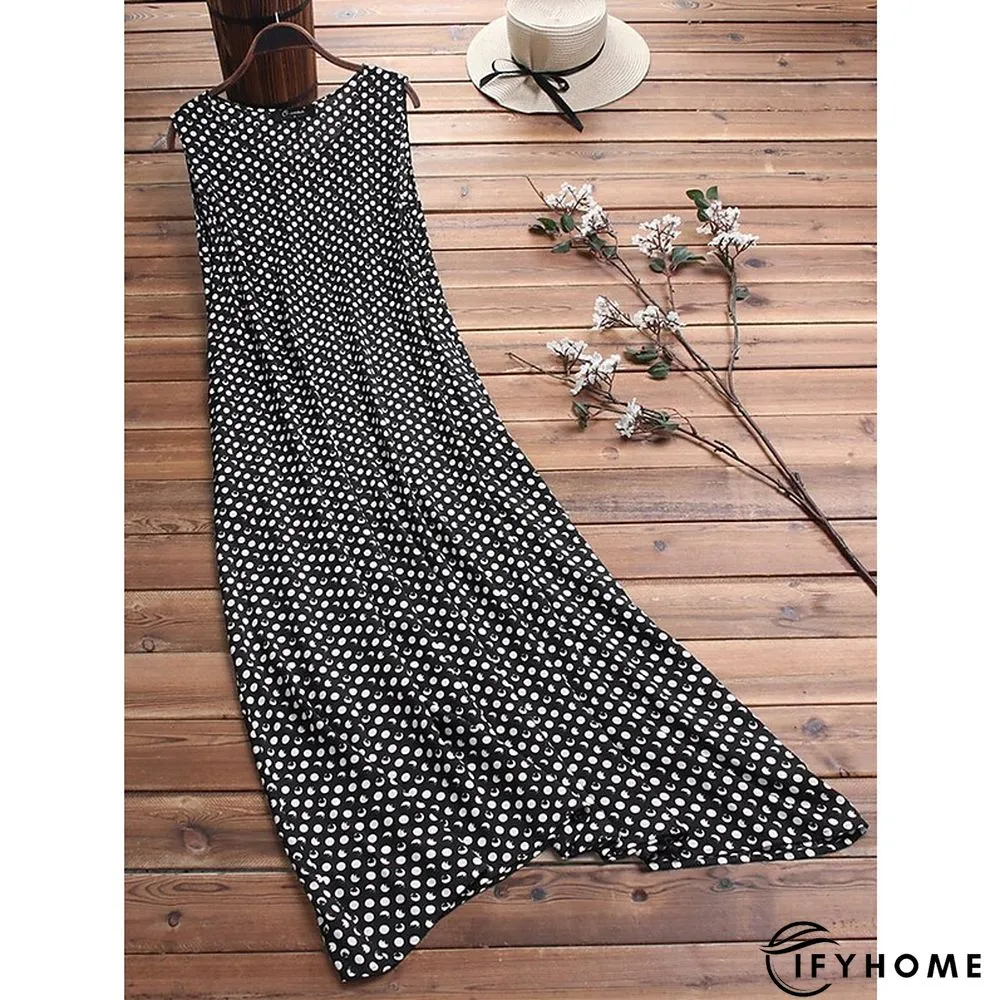 Womens Long Dress Maxi Casual Swing Polka Dot Fashion Outdoor Daily Weekend Print | IFYHOME