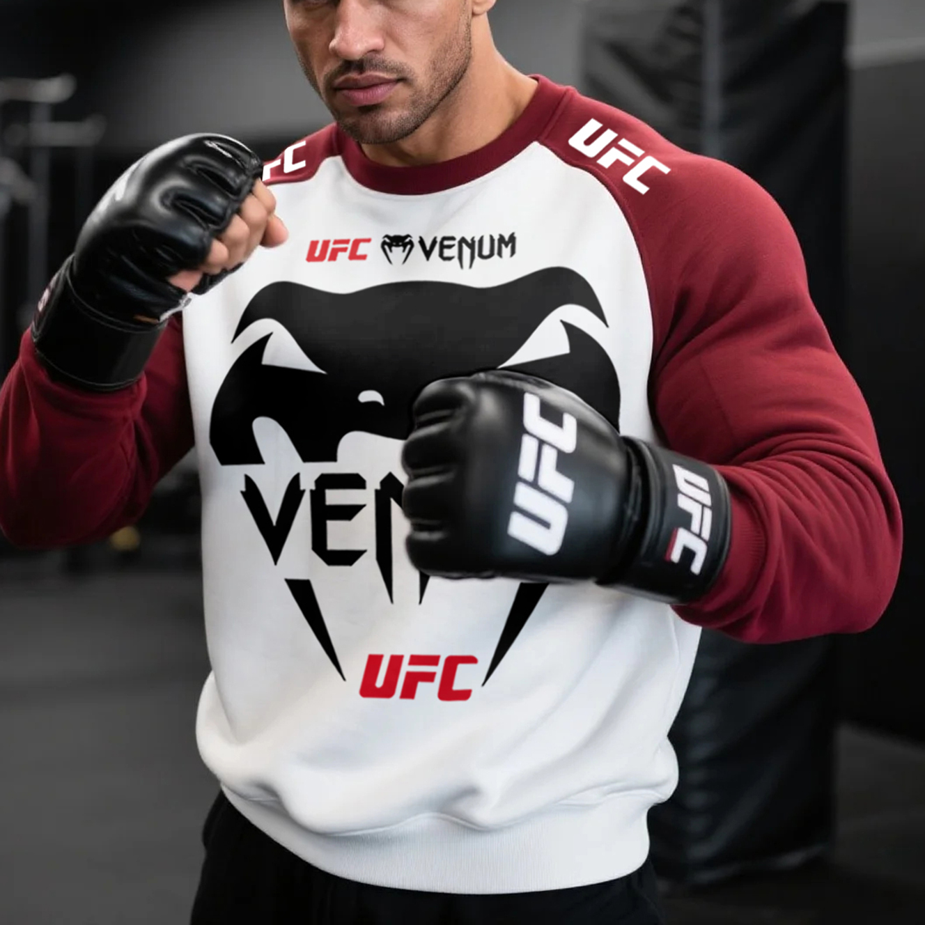 Large Size Loose And Comfortable Raglan Long Sleeve Contrast Color Round Neck Sweatshirt Fitness Sports Fighting Sweatsh / TECHWEAR CLUB / Techwear