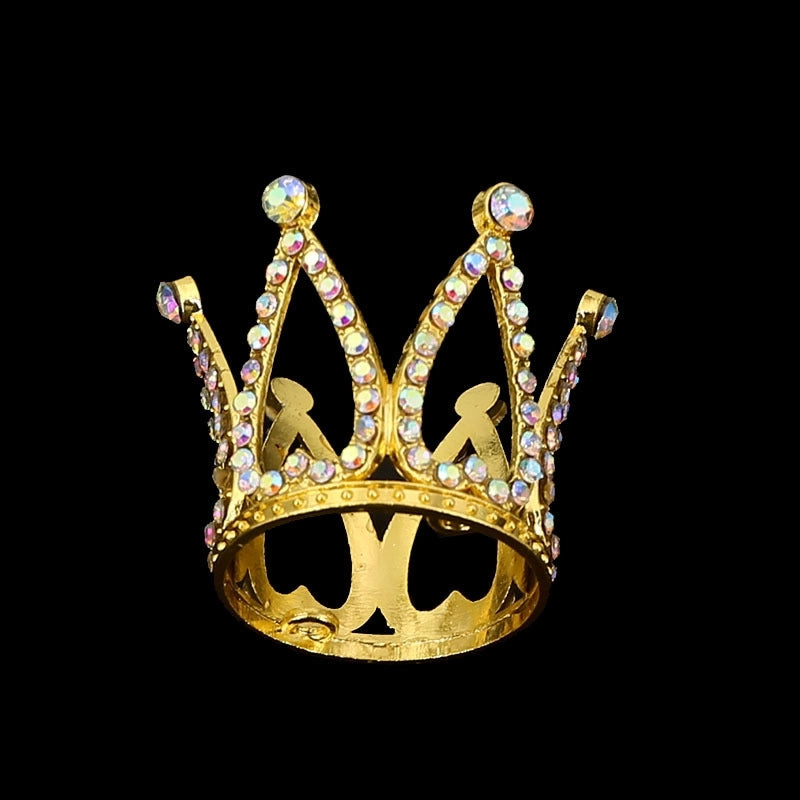 Children Round Cake Crown Gift Baking Decoration Accessories Birthday Alloy Water Drill Accessories Ornaments