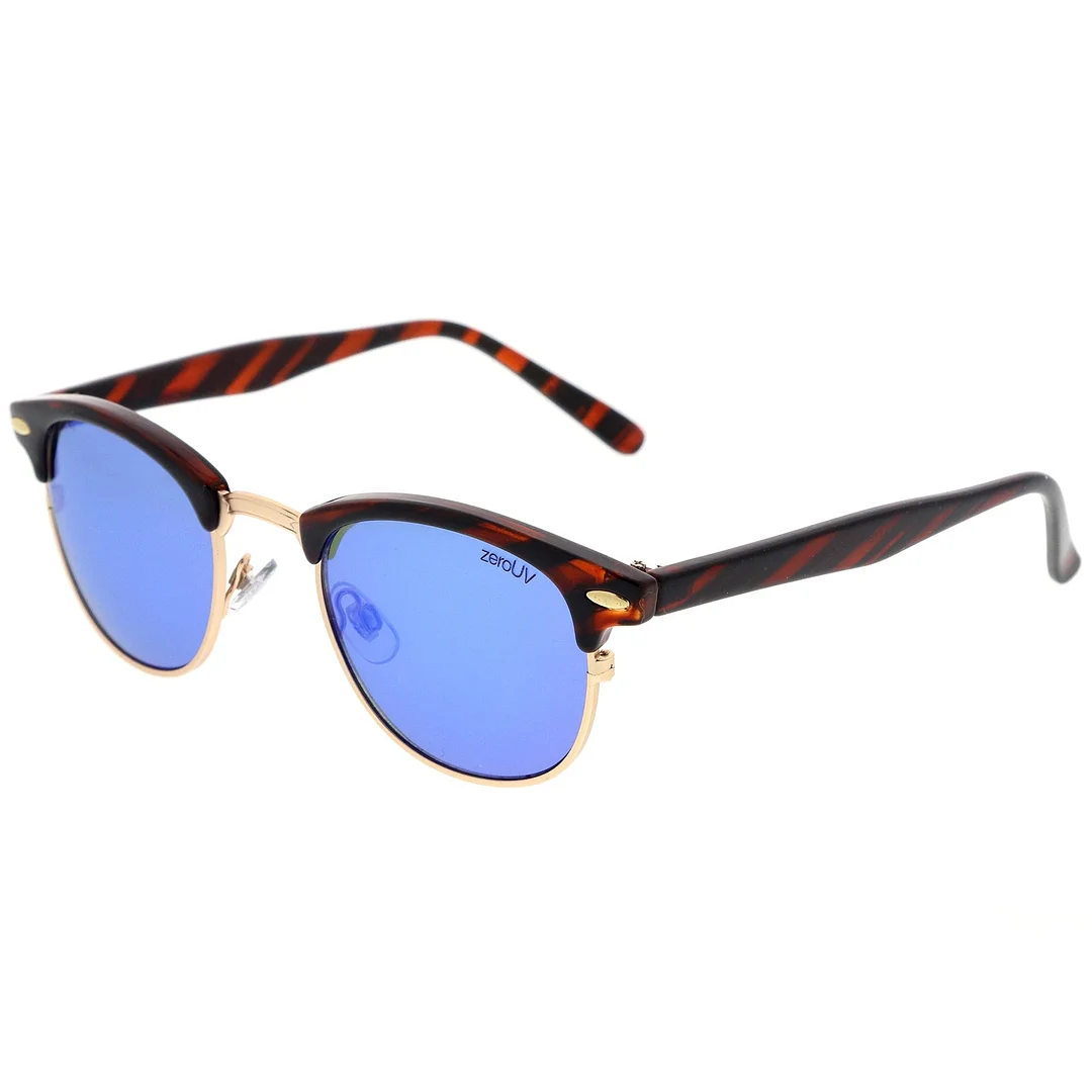 Classic Horn Rimmed Neutral Colored Lens Semi-Rimless glasses 49mm