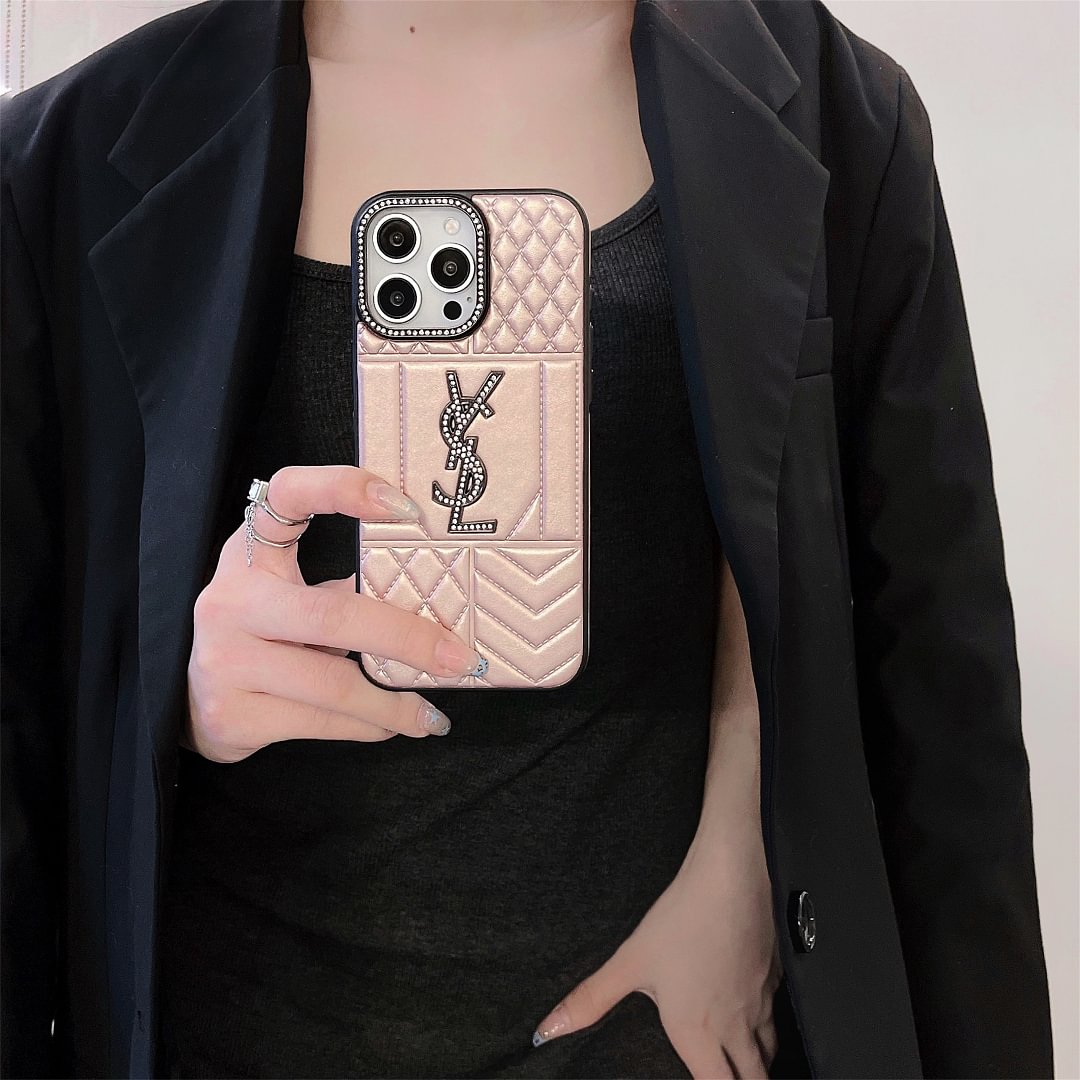 YSL New Lambskin Shiny Diamond Eye-catching Apple iPhone Case