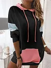 Color Block Hooded Pocket Sweatshirt