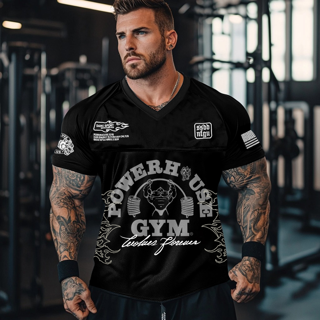 Retro Gym Power Design Blokecore Blokette Jerseyfit V-neck T-shirt