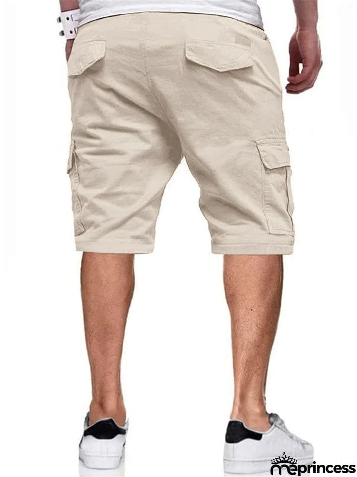 Male Contrast Color Drawstring Casual Summer Shorts