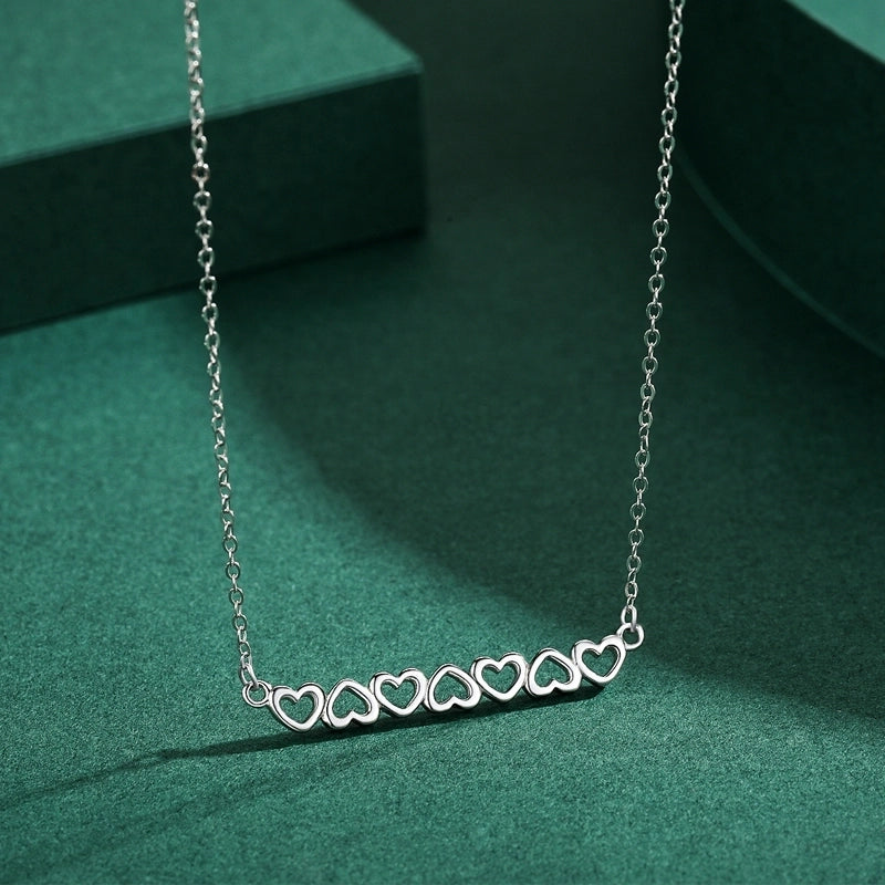 925 Sterling Silver Cable Chain Plating Hollow Out Heart Shape Necklace