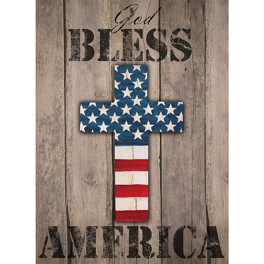 

Cross US Flag - Round Drill Diamond Painting - 30*40CM, 501 Original