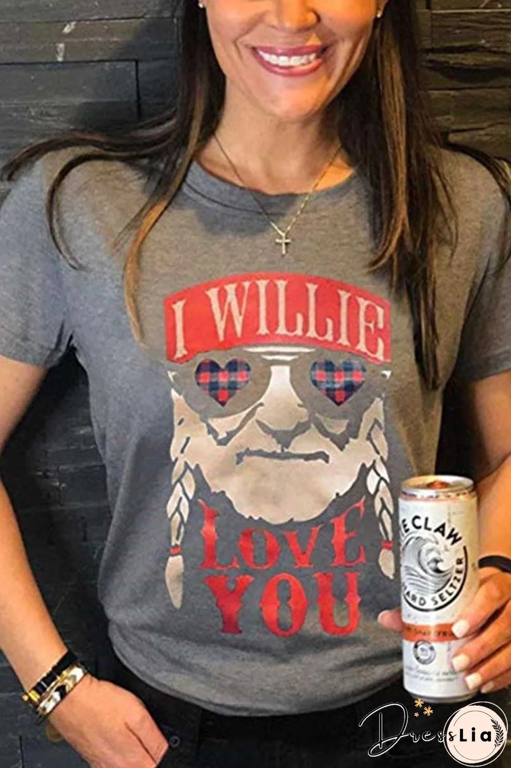 Cartoon Print Grey T-shirt