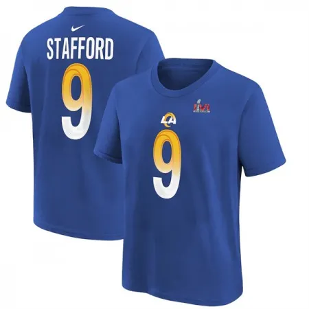 Men's Los Angeles Rams #9 Matthew Stafford 2022 Royal Super Bowl LVI Champions T-Shirt M18F