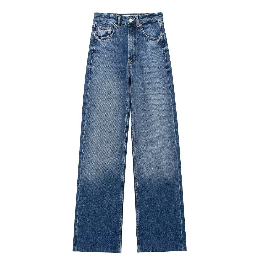 Women's Casual High Waist Wide Leg Denim Jeans