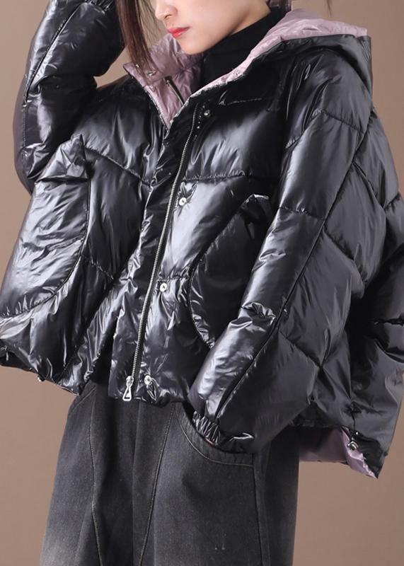 fine trendy plus size snow winter coats black hooded thick winter coats