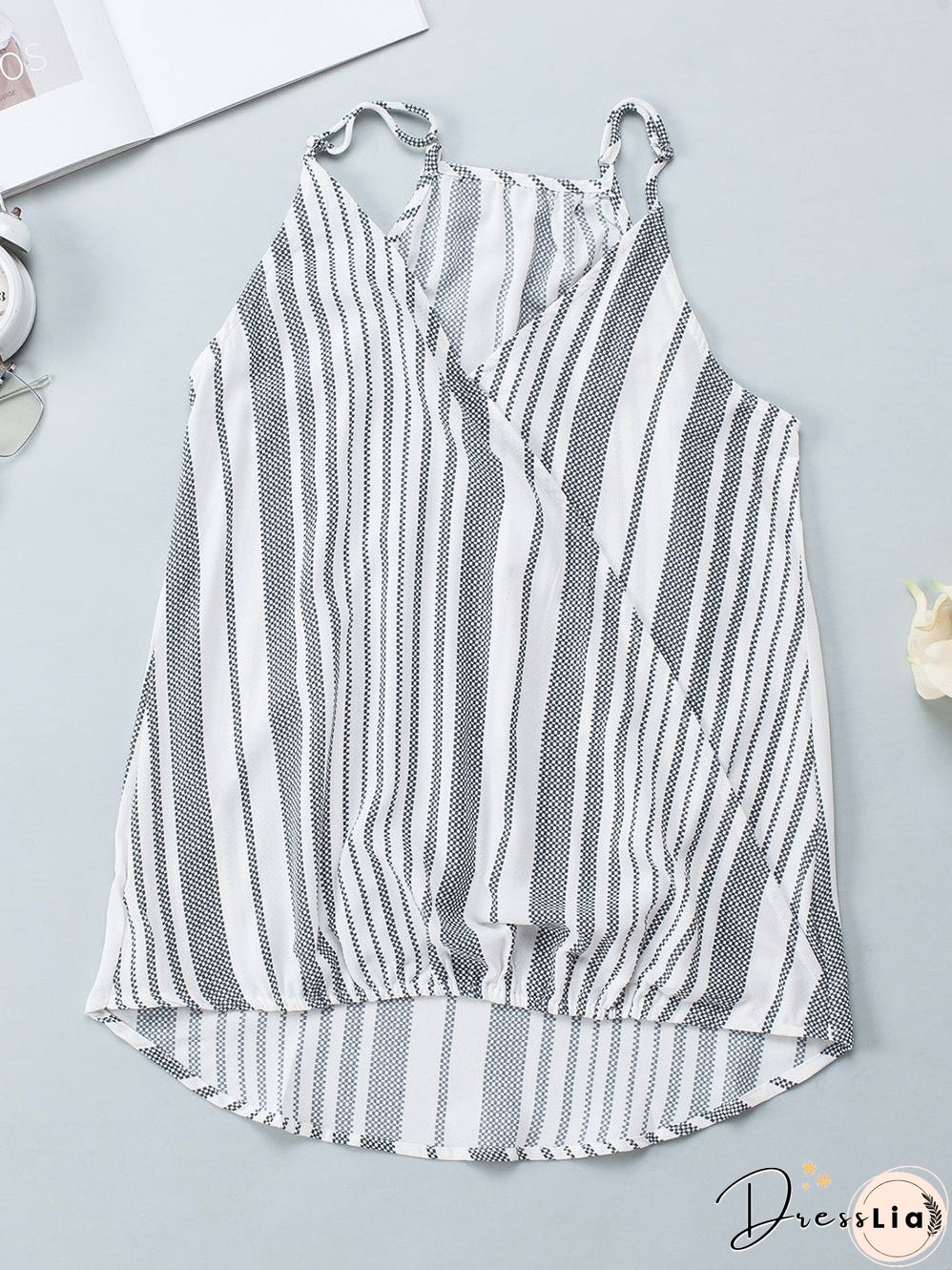 Slate Striped Draped Camisole