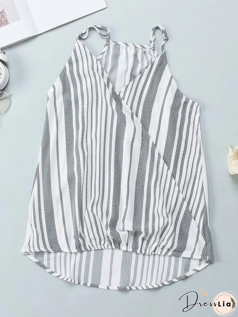 Slate Striped Draped Camisole