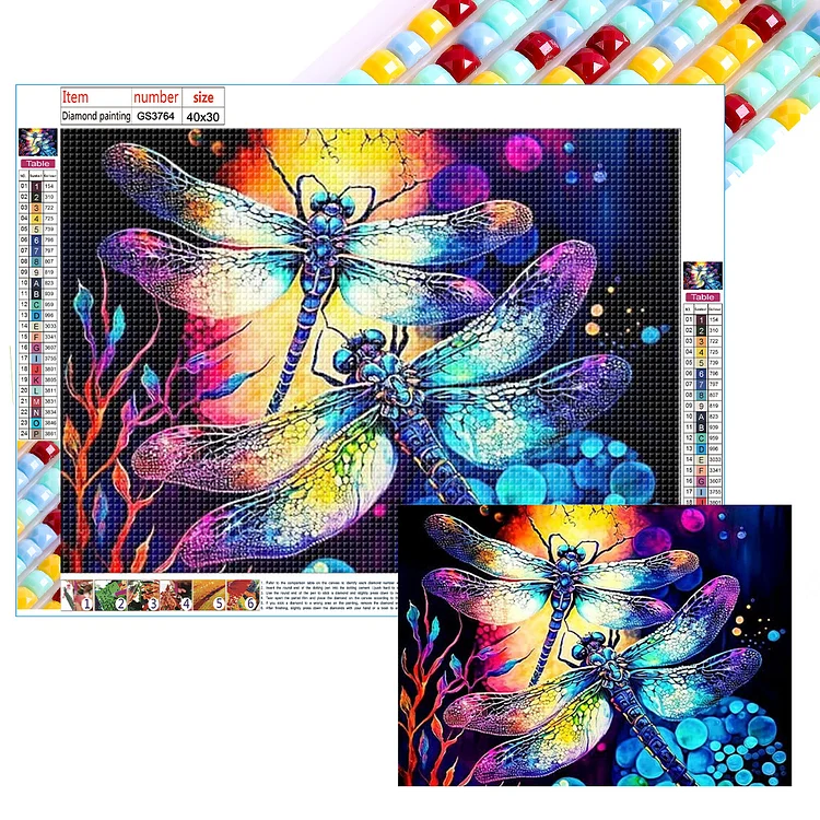 Dragonfly 40*30CM (Canvas) Full Square Drill Diamond Painting gbfke