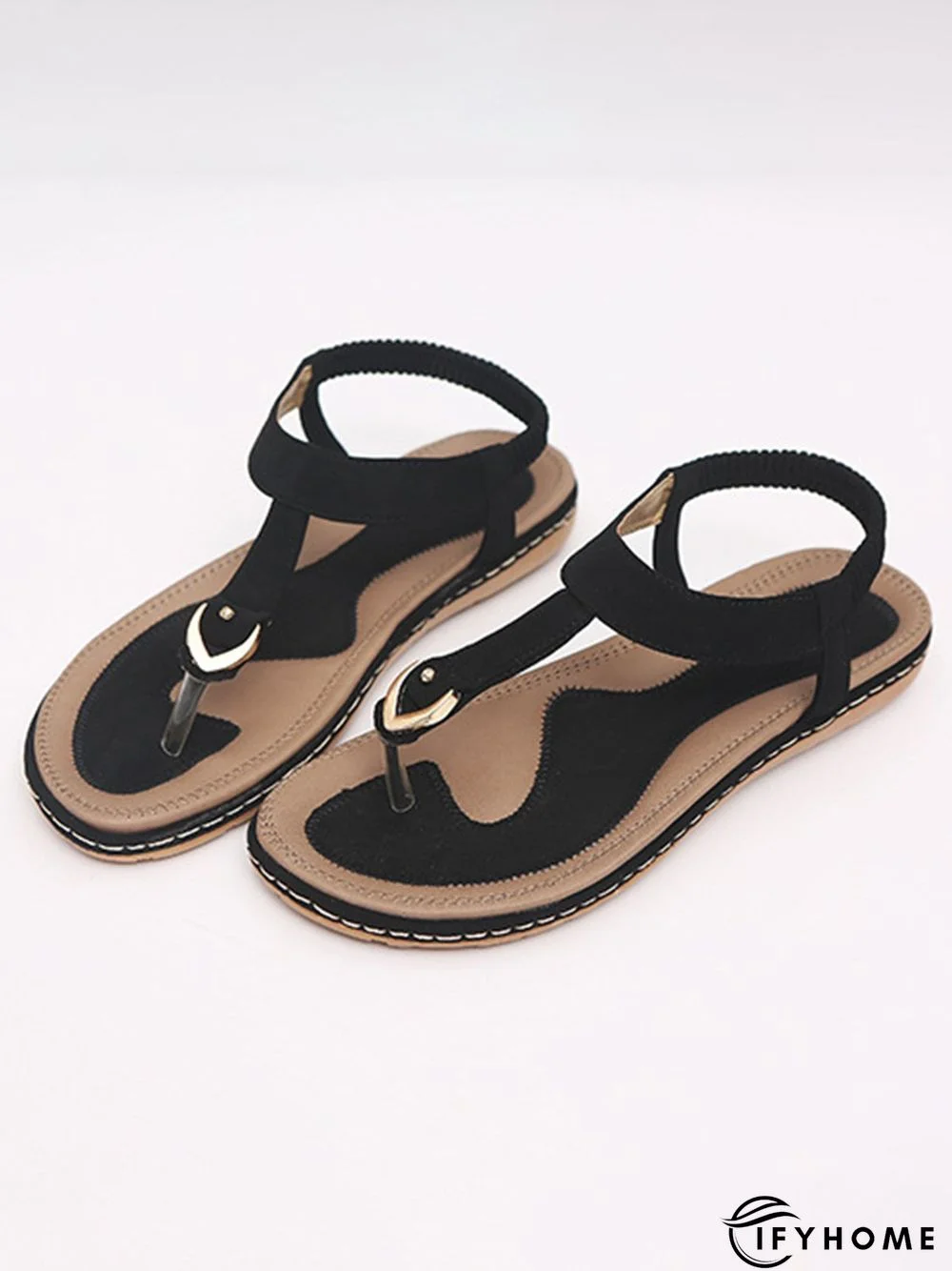 Women's Beach Metal Buckle Trim Flip-On Sandals | IFYHOME