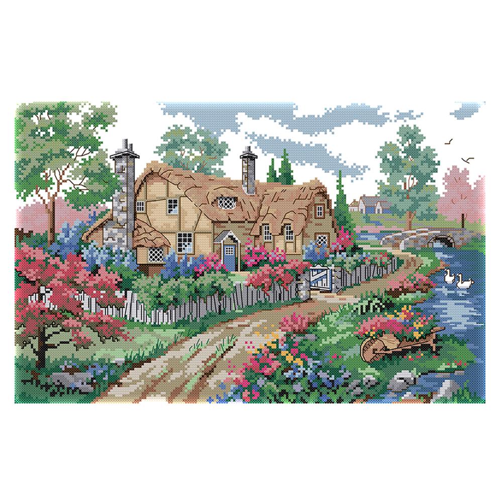 

Country House - 14CT Stamped Cross Stitch - 44*30cm, 501 Original