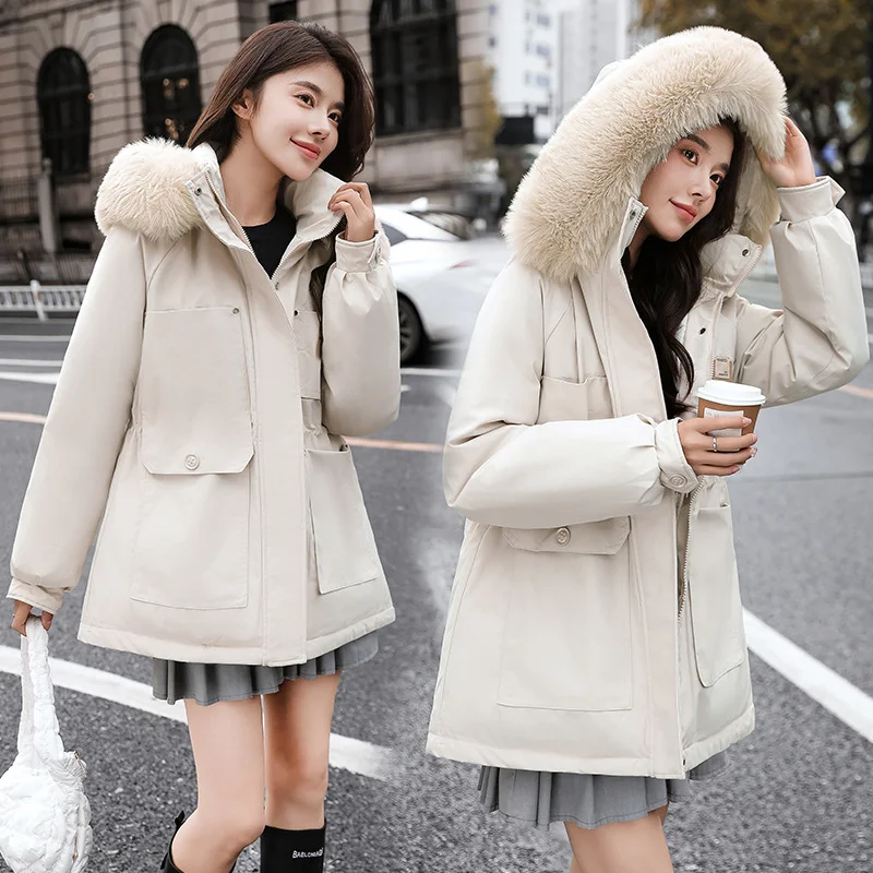 Toloer Send To Overcome The Female Winter 2024 New Add Velvet Add Thick Cotton-Padded Clothes Korean Version Loose Cotton-Padded Jacket Close Waist Down Cotton Jacket Coat-Outfit Ideas