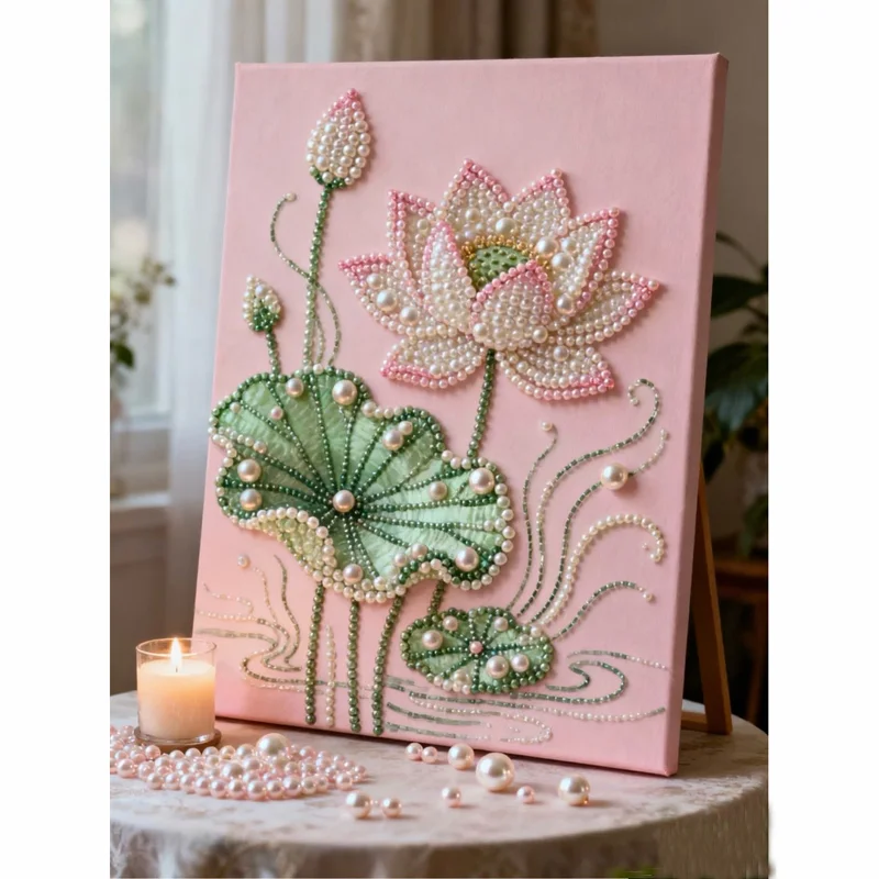 DIY Pearl Painting Art Kit, Oil Painting Style Beads Canvas With Frame 40*50cm