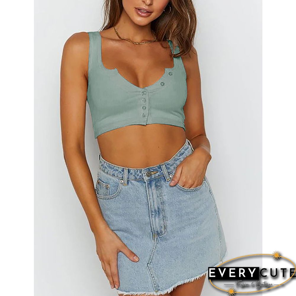 Mignonette Knit Rib Button Crop Top