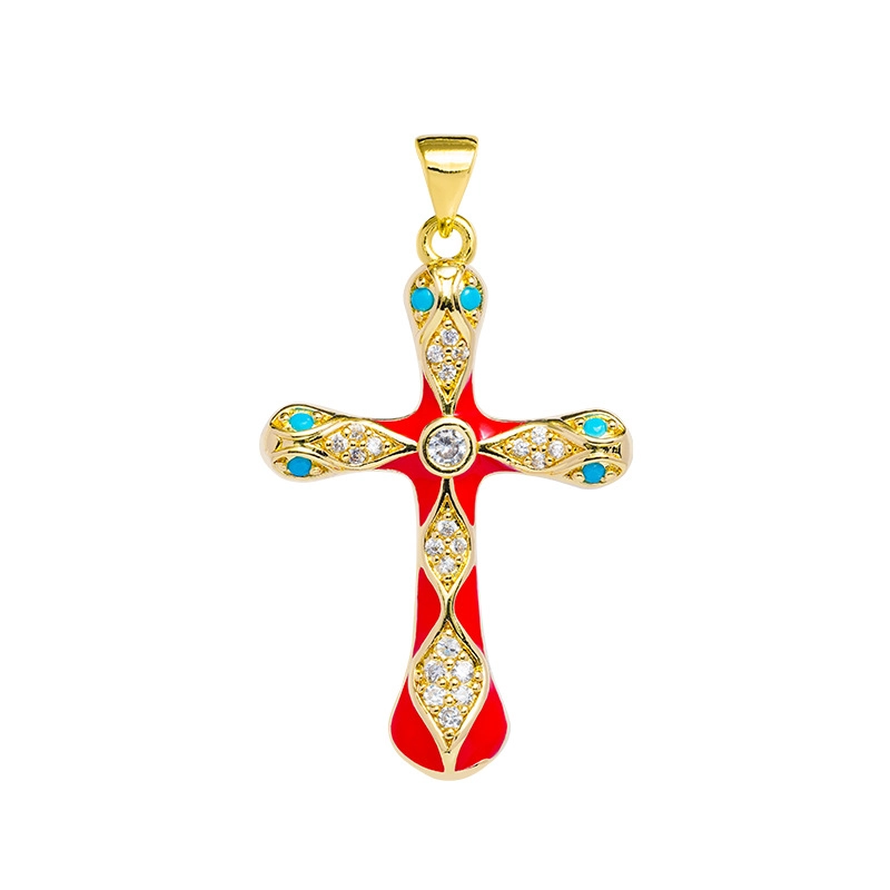 1 Piece Copper Rhinestones Cross Pendant
