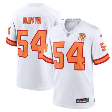 Men's '76 Tampa Bay Buccaneers #54 Lavonte David  White 50th Season Game Jersey