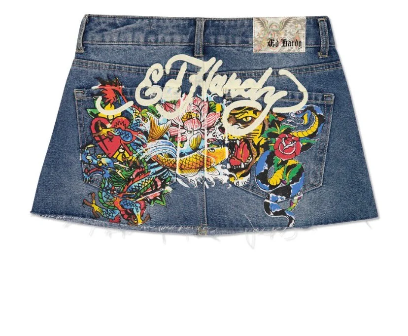 Aonga Mini Skirt Y2k 2024 New  A Line Skirt Retro Gothic Print Denim Skirt Casual Hot Girl Sexy Fashion Street Skirts for Women Hot aonga