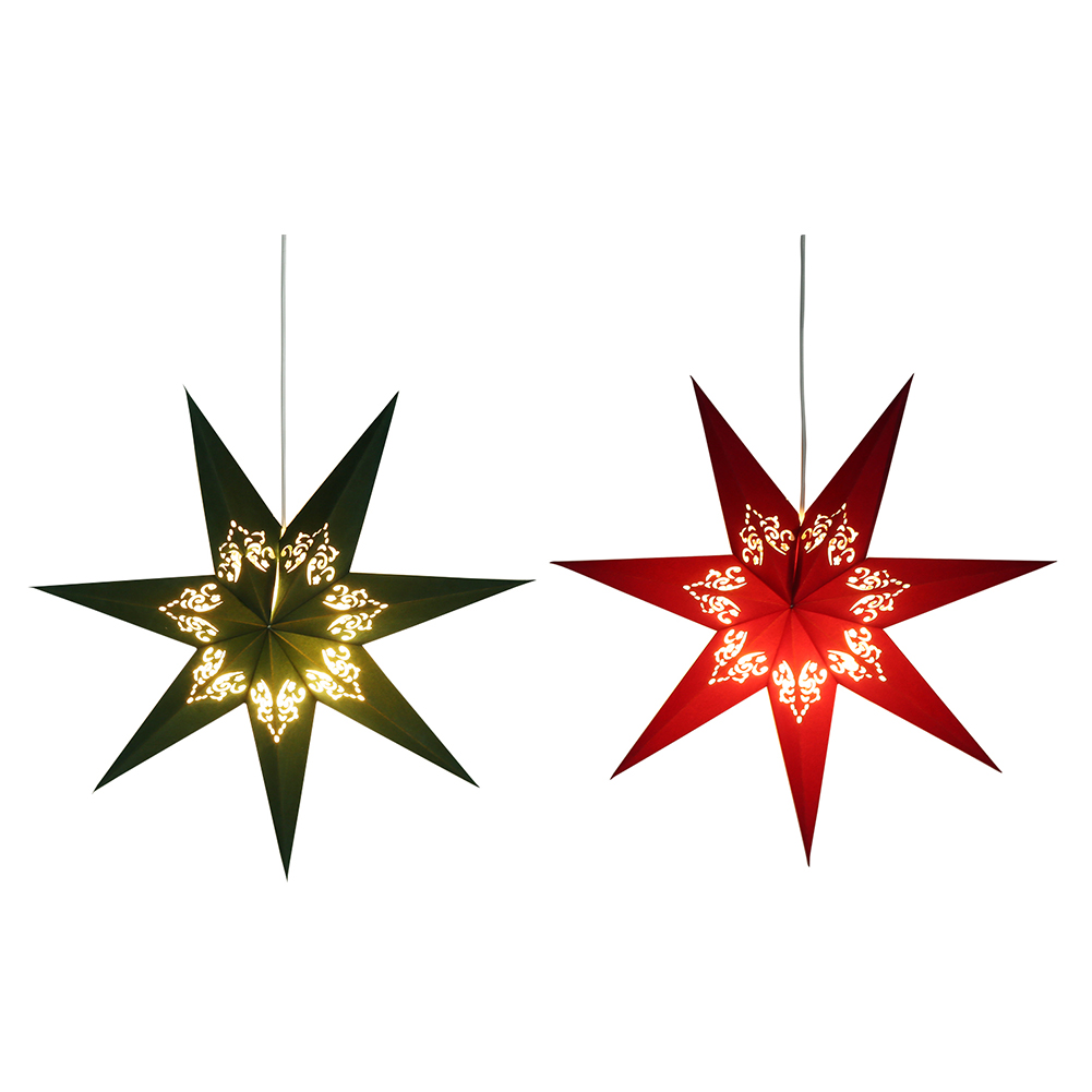 

Nordic Paper Hollow Star LED Chandelier Fairy Xmas Ceiling Pendant Lamps, Plant velvet green, 501 Original