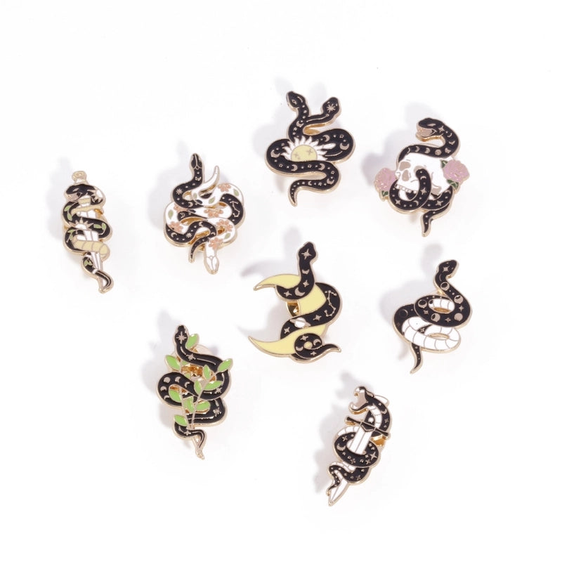 Retro IG Style Pin Sun Moon Snake Alloy Plating Unisex Brooches