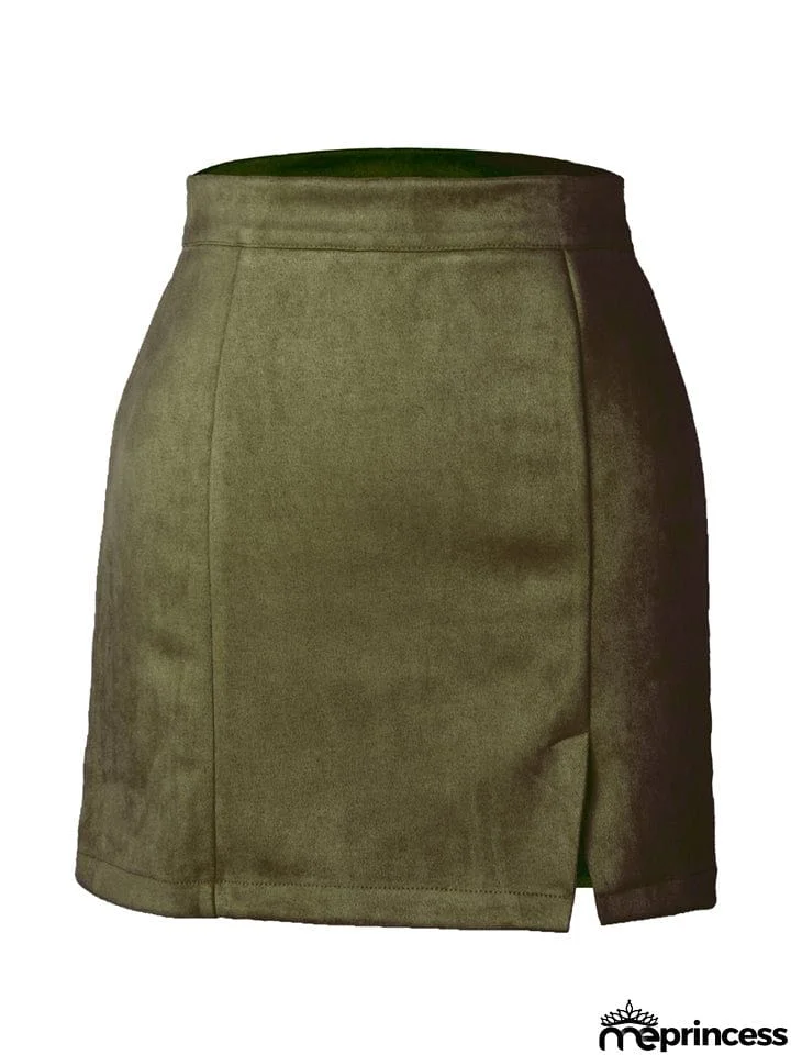 Women's Sexy A Line Suede High Waisted Skirts