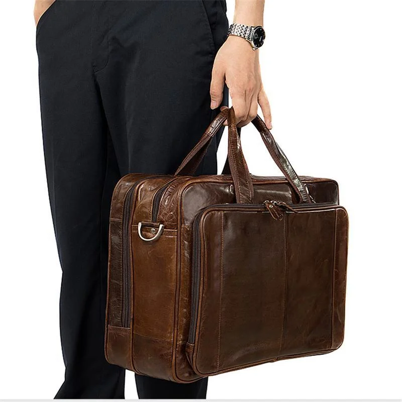 Business Large Capacity Laptop Leather Briefcase Handbag