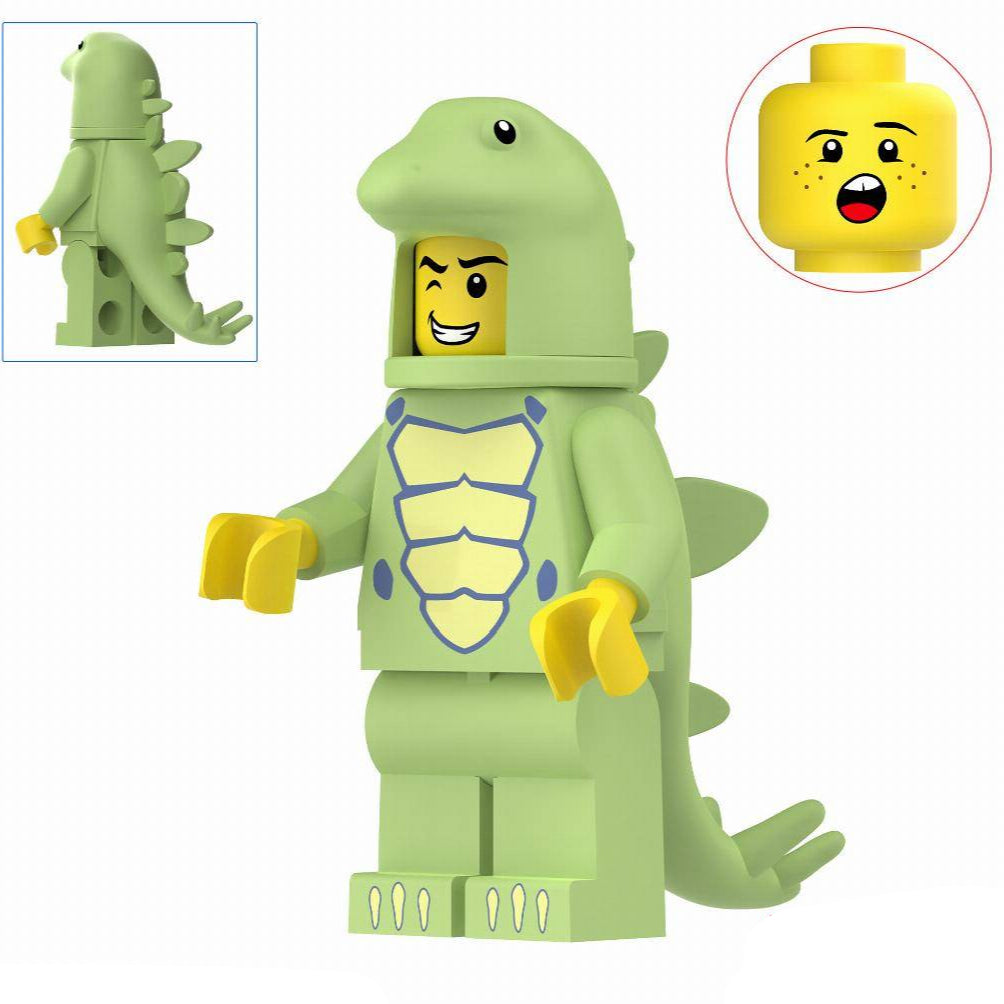 Green Stegosaurus Costumed Fan Custom Minifigure Minifigure Bricks monstertoys