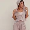 Women's short-sleeved hooded top casual fashion sports suit 2-piece set