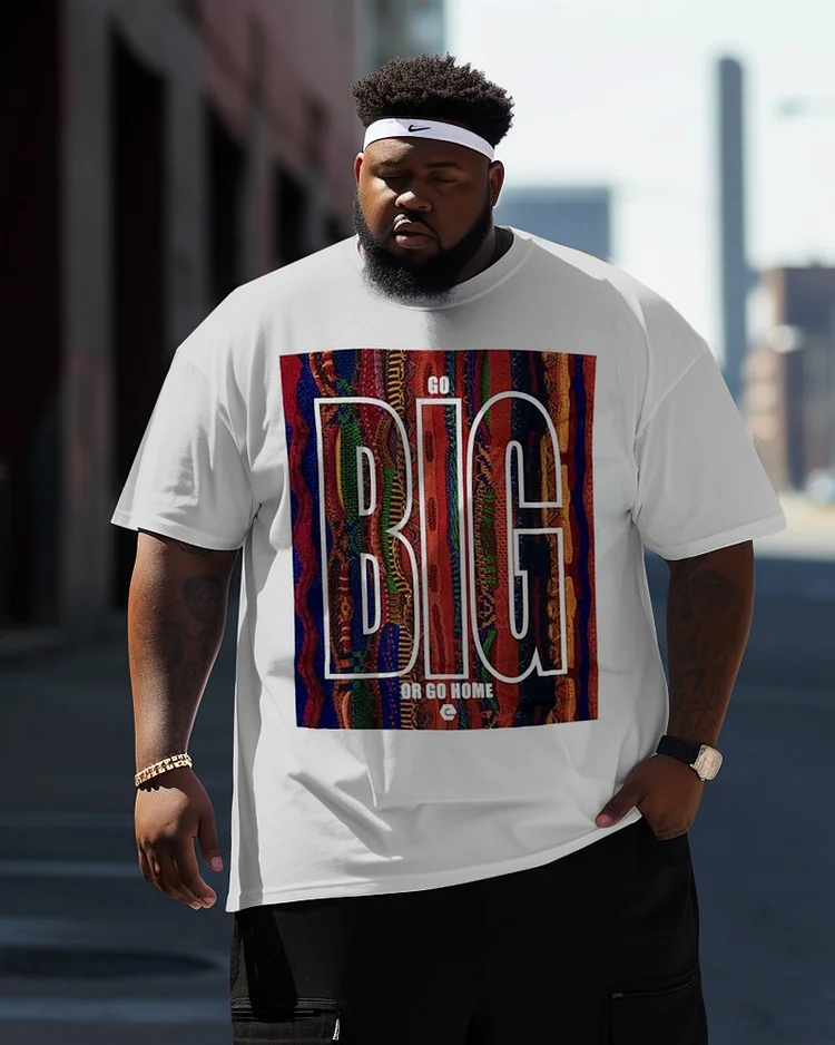 Men's Plus Size Street Big Graffiti Short Sleeve Round Neck T-Shirt