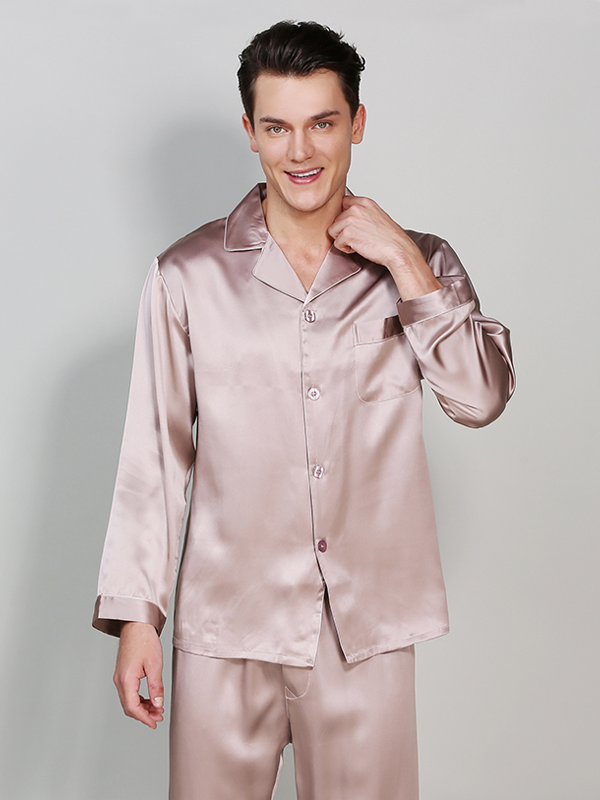 19 Momme Classic Silk Pajamas For Men Purple Silk Pajamas