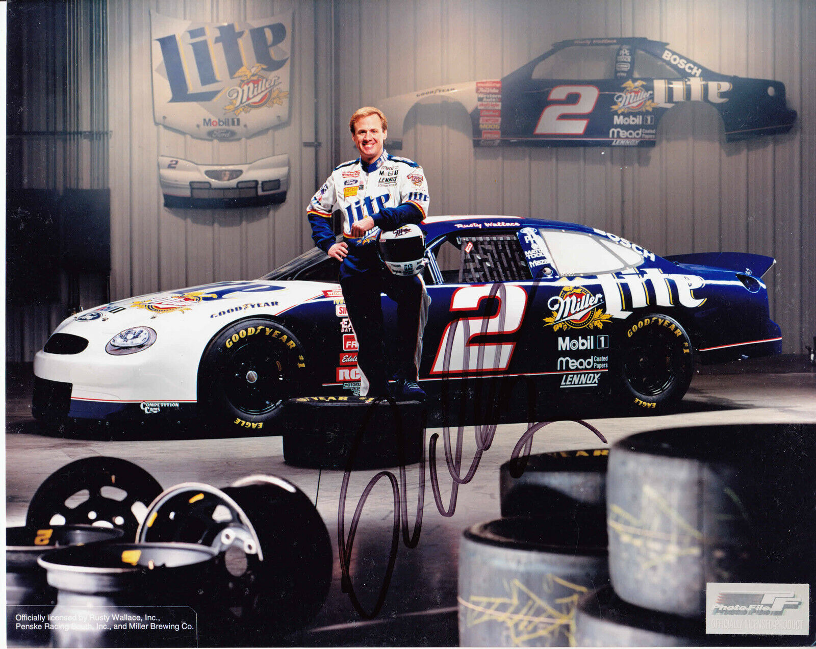 Rusty Wallace #0 8x10 Signed Photo Poster painting w/ COA NASCAR