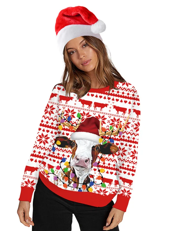Men's Christmas Casual Round Neck Pullover Sweater Flusfy