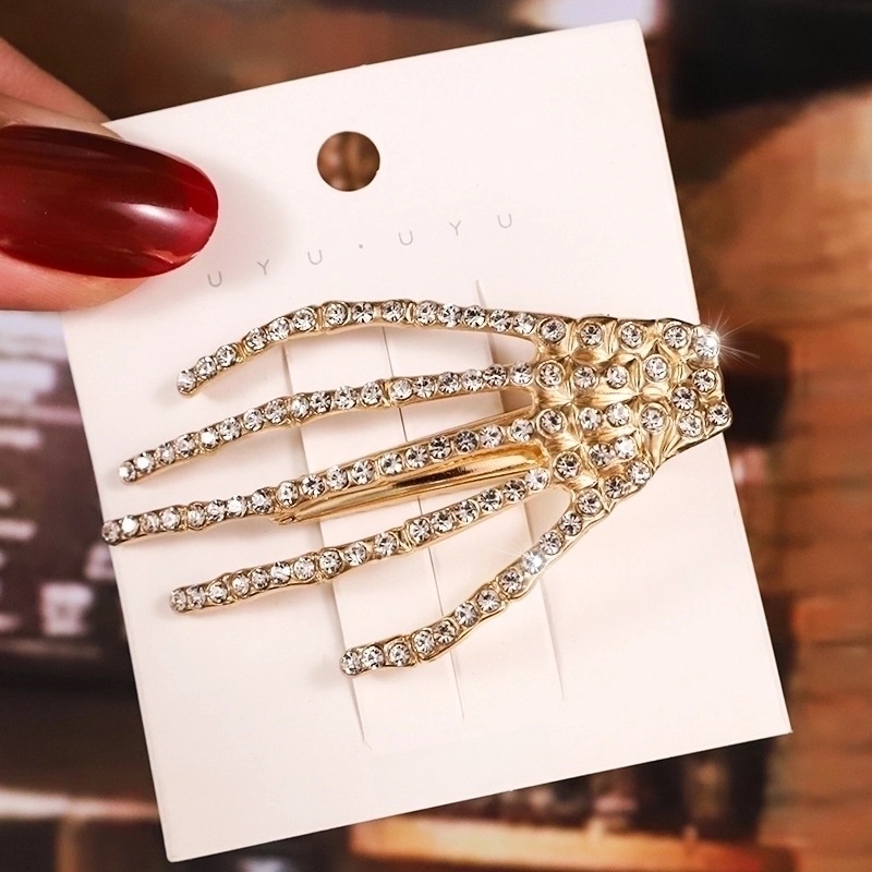 Halloween Retro Women’S Skull Alloy Artificial Rhinestones Hair Clip