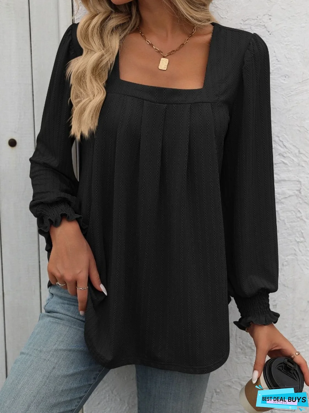Square Neck Long Sleeve Top