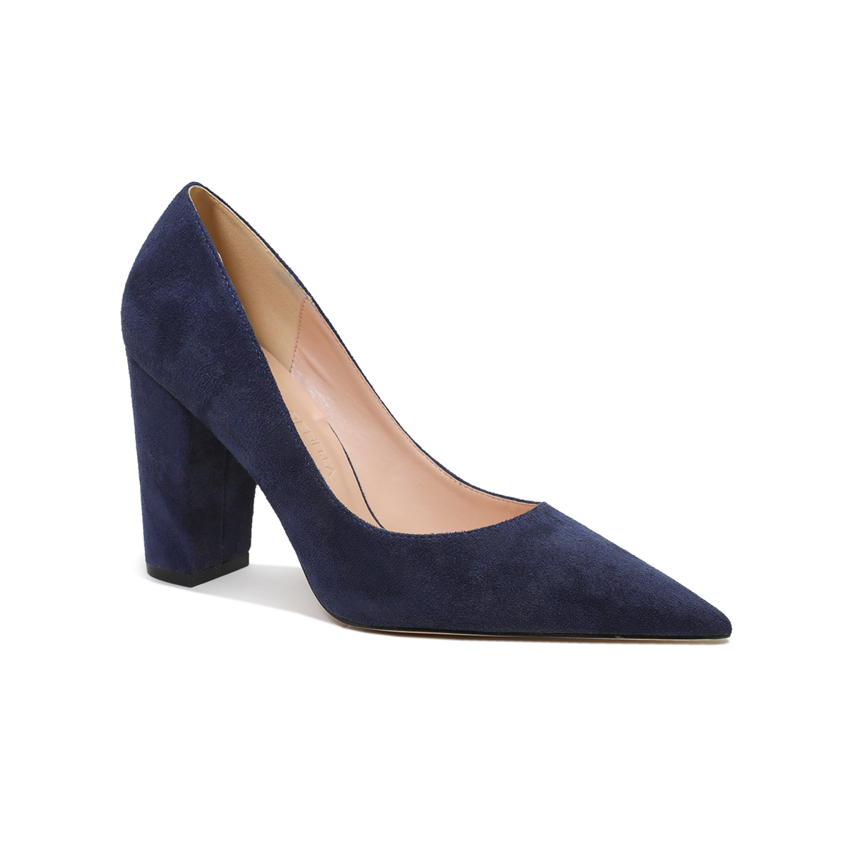 3.5" Women's Chunky Heels Shoes Comfortable Middle Block Heel Matte Pumps-MERUMOTE