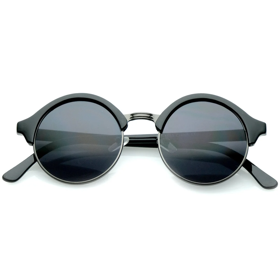 Classic Semi-Rimless Metal Nose Bridge P3 Round glasses 47mm