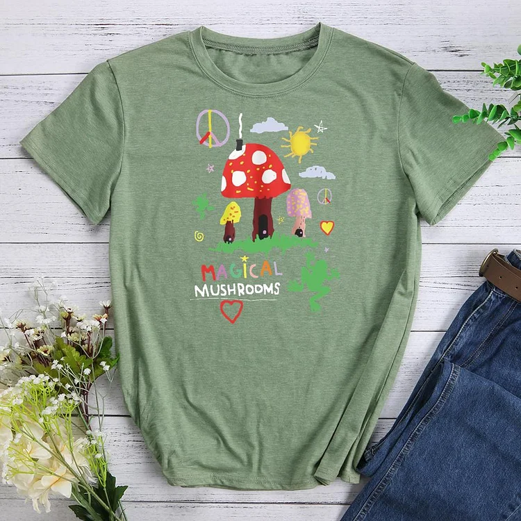 Magical Mushrooms Round Neck T-shirt