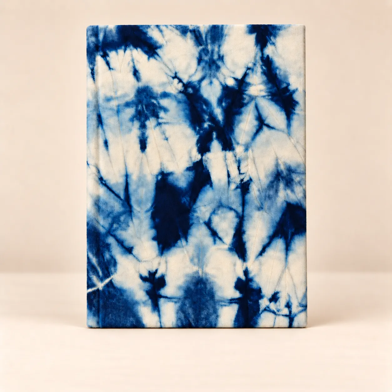 Blue Reverie A5 notebook with a blue-and-white tie-dyed cotton cover