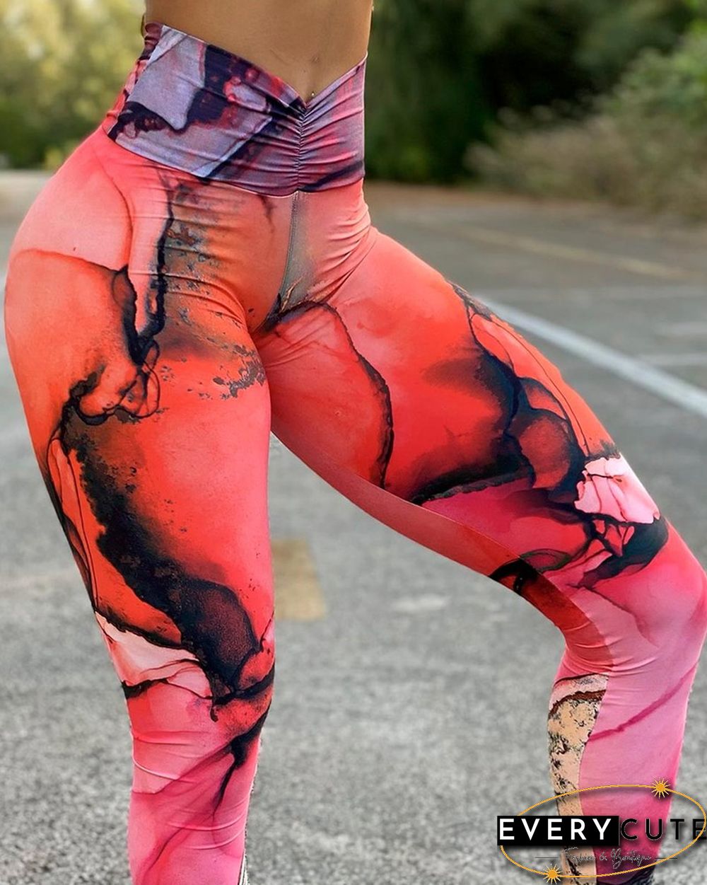 Tie Dye Print High Waist Skinny Yoga Pants