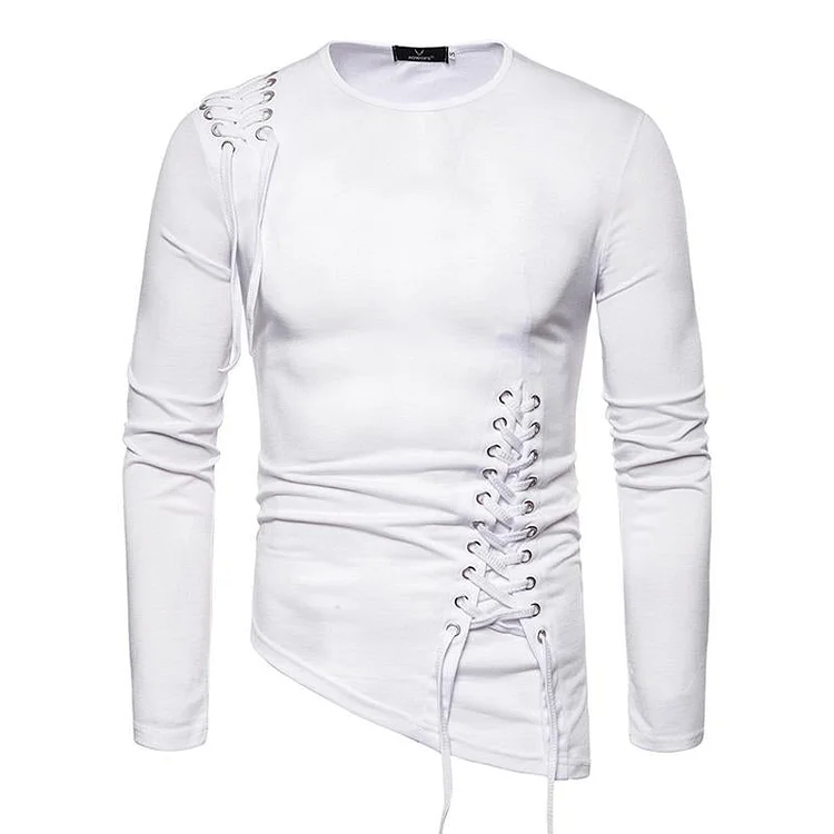 Men's Slim Fit Irregular Solid Color Long Sleeve T-shirt