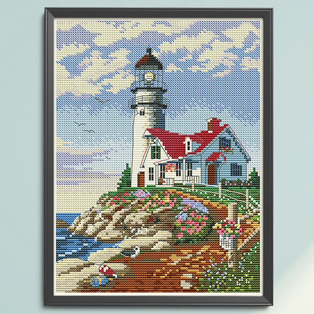 11CT Full Stamped&nbsp;Cross Stitch - Lighthouse(Canvas|30*40CM)