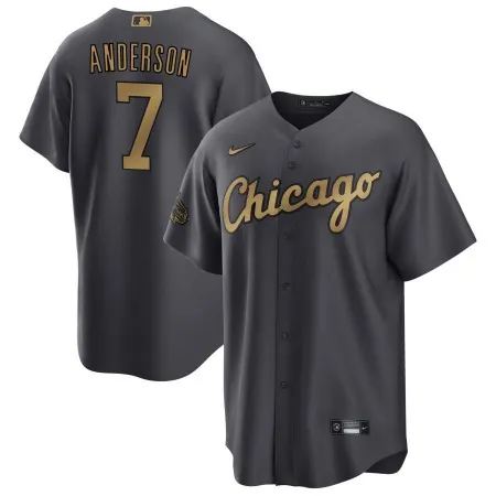 Men's Chicago White Sox #7 Tim Anderson 2022 All-Star Charcoal Cool Base Stitched Baseball Jersey 36FI