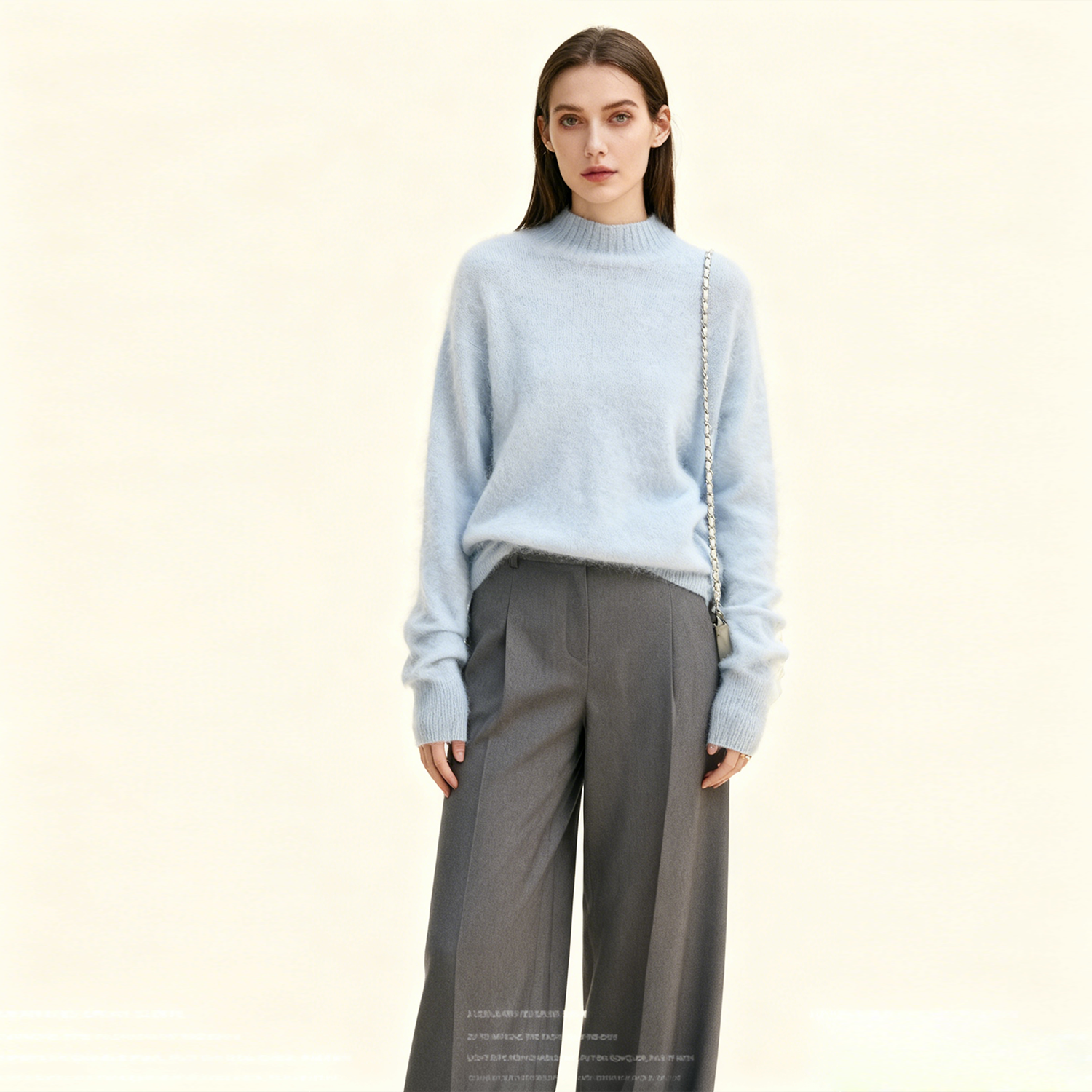 Women's Brushed Wool Mock Neck Sweater REAL SILK LIFE